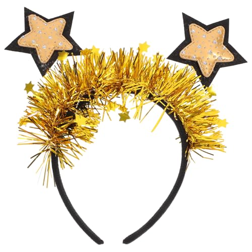 jojofuny Kopfbedeckung Mit Sternanhänger Haarreifen Kopfbedeckung Partyzubehör Stern-Stirnband Kostüm-Kopfbedeckung Rave-Haar-Accessoires (Gold) von jojofuny