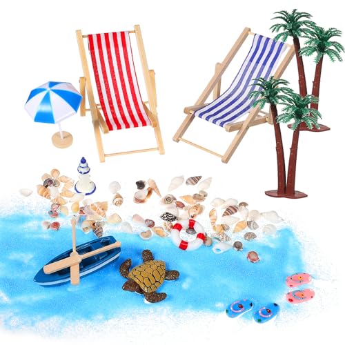 jojofuny Miniatur-Strandfiguren Zum Basteln Miniatur-Strandfiguren Sommerstrand-Miniaturen Für Mini-Puppenhaus-Dekoration 18Er-Set von jojofuny