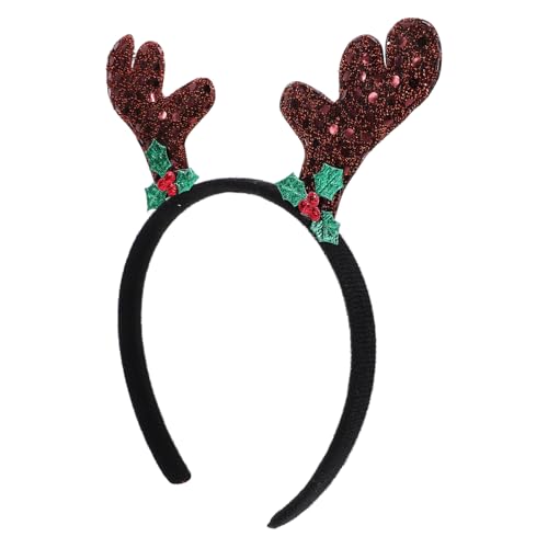 jojofuny Pailletten-Geweih-Stirnband Weihnachts-Stirnbänder Weihnachts-Glitzer-Elch-Geweih Rentier-Kopfschmuck Weihnachts-Haarspange Feiertags-Party-Accessoire von jojofuny