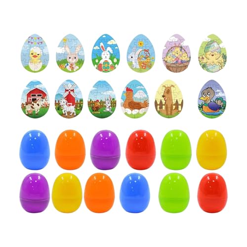 jopiuieo Feiertags-Puzzle-Spielzeug, Feiertags-Puzzle-Set,Cartoon-Osterei-Puzzlespielzeug | Niedliches Puzzle-Set mit 12 Eierschalen für Familienfeiern, lustiges, buntes -Spielzeug für und Mädchen von jopiuieo