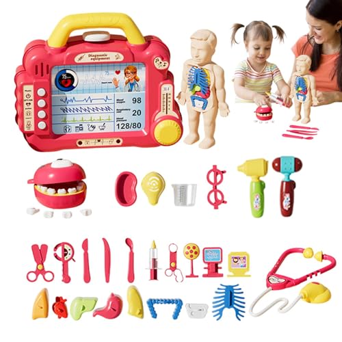 jopiuieo Kleinkind-Rollen-Arzt-Set, Arzt-Spielset für Kinder, Pretend Play Doctor Kit Kleinkindspielzeug, Simulierte Detektor-Rollenspielgeräte für Kinder für das frühe Lernen im Klassenzimmer von jopiuieo