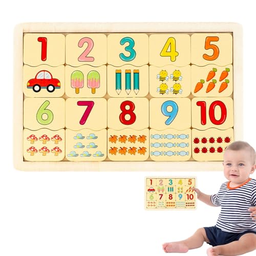 jopiuieo Passende Holzpuzzles, Tier-Matching-Spiel - Pädagogische Tier-Matching-Spielzeuge - Tragbares Puzzle-Spielzeug für Kinder, Früherziehungsspielzeug für Feinmotorik von jopiuieo