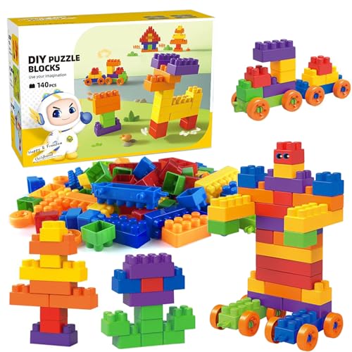 Große Bausteine,Bricks Bausteine,Große Bausteine Kinder,140 Stück Bausteine Set,Megas Bloks Bausteine,Classic Große Bausteine Lernspielzeug,Bunte Grundbausteine für Bausteine ab 2 Jahre von juyishwu