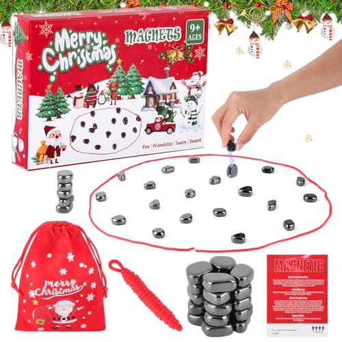 Magnetisches Schachspiel, Magnetspiel Inklusive 20 Magneten, Spielseil und Kordelzugbeutel, Tragbares Magnet Schach, Magnetisches Schach für Weihnachtsfeiern und Familienfeiern von jwogngls