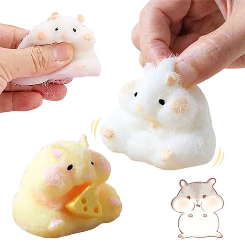 Squishy Hamster Squishy Squeeze Toys, 2025 Neuestes Anti Stress Spielzeug Squishy Toy, Handmade Silikon Squishy Spielzeug Squeeze Hamster Spielzeug für Kinder (Gelb,2PCS) von kailisi