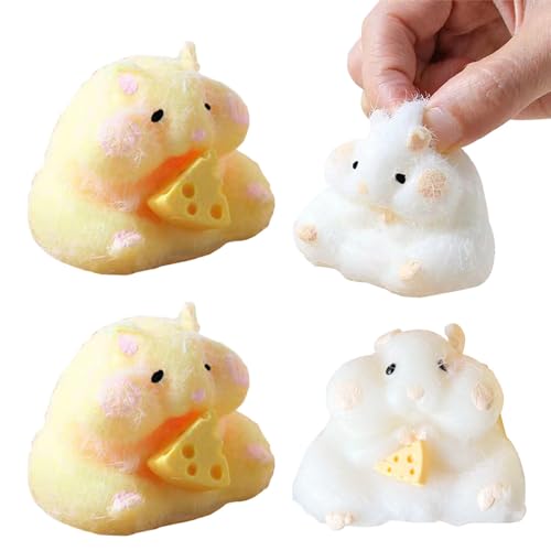 Squishy Hamster Squishy Squeeze Toys, 2025 Neuestes Anti Stress Spielzeug Squishy Toy, Handmade Silikon Squishy Spielzeug Squeeze Hamster Spielzeug für Kinder (Gelb,4PCS) von kailisi