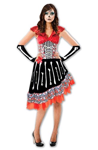 kaiser24 Day of The Dead Kleid Damen Halloween Karneval Knochenfrau (S/M) von kaiser24