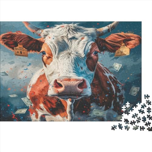 Cow Throwing Money 300 Teile Cool Style Puzzles Für Erwachsene Educational Game Geburtstag Family Challenging Games Home Decor Stress Relief 300pcs (40x28cm) von karMalucky