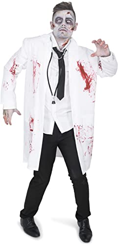 Generique Zombie-Arzt-Herrenkostüm Weiss-rot - L von karnivalcostumes