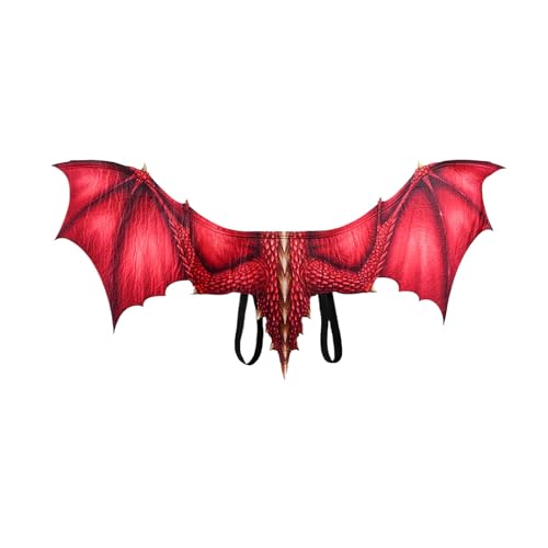 kawehiop Exquisite Drachenritzel Flügel Requisiten für Halloween Karneval Cosplay Erwachsene Dekoration Tuch Vliesstoff 2. Drachenflügel, Rot von kawehiop