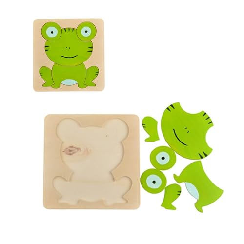 kayasan kids Lernspielzeug für Kleinkinder, entwickelt motorische Fähigkeiten Lernspielzeug, visuelle Kreativität Vorschule Spiel Holzmaterial Alter 3 Jahre Oben, 20x18x1cm, Frog von kayasan kids