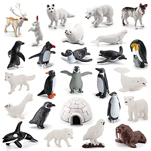 kaylo Arktische Tiere Figuren - Kleines Meerestierfiguren-Set mit arktischen Walen,Arktis Tier Bär Polarfuchs Kinder Diorama Geburtstagsgeschenk von kaylo