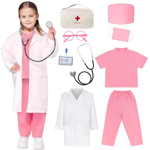 Arzt Kostüm für Kinder Arzt Scrubs Set mit Stethoskop Halloween Krankenschwester Kostüme Dress Up von keaiyouhuo