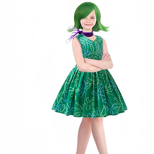 keaiyouhuo Mädchen Freude Prinzessin Ekel Kleid Kostüm für Kinder Halloween Cosplay Verkleidung Outfits mit Perücke von keaiyouhuo