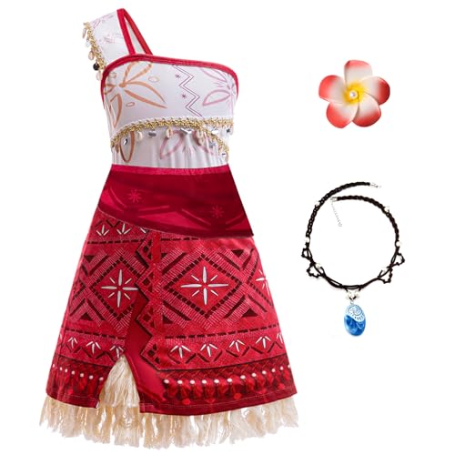 keaiyouhuo Mädchen Prinzessin Ozean Kostüm für Kinder Abenteuer Outfit Kleid Weihnachtskostüme mit Halskette und Blumenclip von keaiyouhuo