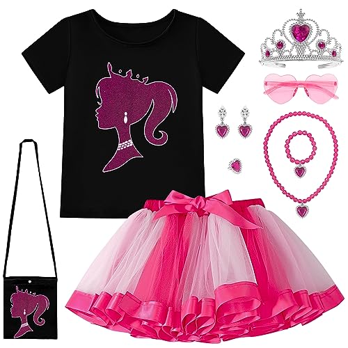 keaiyouhuo Mädchen Rosa Prinzessin Kostüm Kleid Set Movie Cosplay Kinder Outfit Halloween Geburtstag Party Dress Up von keaiyouhuo