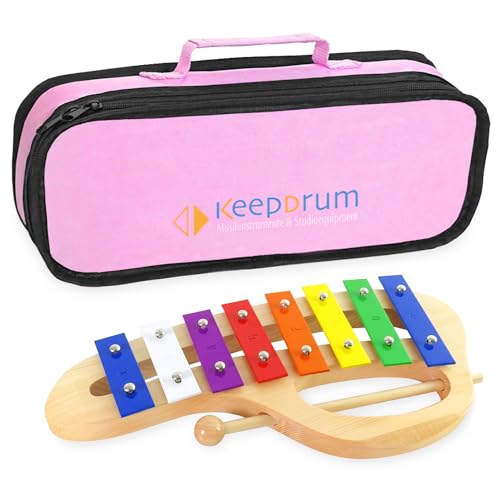 keepdrum KGS-C Kinder Glockenspiel aus Holz + Tasche Pink von keepdrum