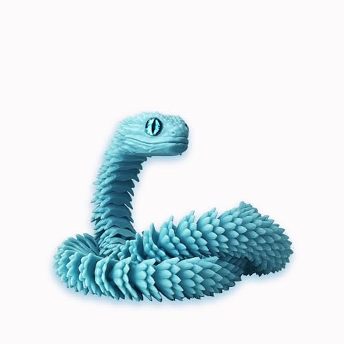 3D Gedruckte Schlange Flexible Schlangen Fidget 3D Schlange Beweglicher 3D Gedruckte Tierspielzeuge Flexible Volle Gelenk Schlange Statue Decor (Blue, 30CM) von kejoyoucos