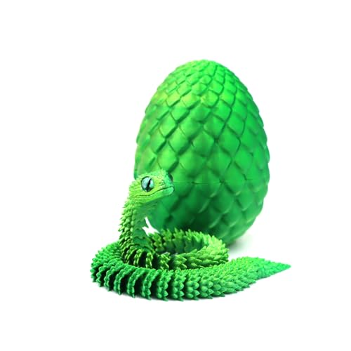 3D Gedruckte Schlange Flexible Schlangen Fidget 3D Schlange Beweglicher 3D Gedruckte Tierspielzeuge Flexible Volle Gelenk Schlange Statue Decor (Green with Eggs, 30CM) von kejoyoucos