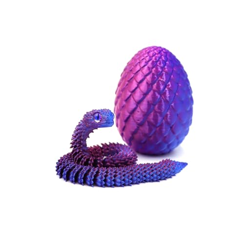 3D Gedruckte Schlange Flexible Schlangen Fidget 3D Schlange Beweglicher 3D Gedruckte Tierspielzeuge Flexible Volle Gelenk Schlange Statue Decor (Purple with Eggs, 30CM) von kejoyoucos