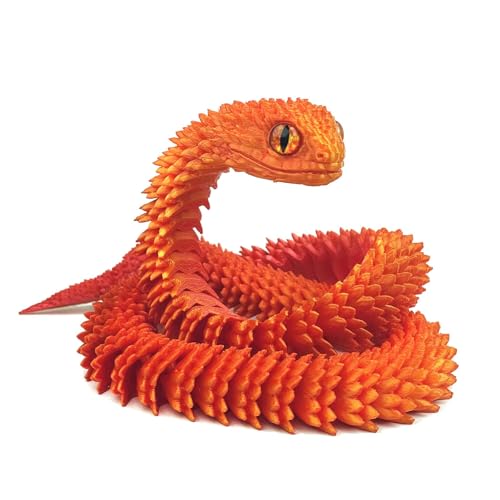 3D Gedruckte Schlange Flexible Schlangen Fidget 3D Schlange Beweglicher 3D Gedruckte Tierspielzeuge Flexible Volle Gelenk Schlange Statue Decor (Red, 30CM) von kejoyoucos