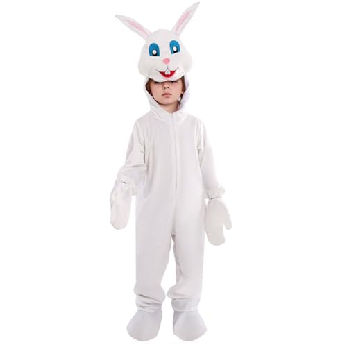 kejoyoucos Hasenkostüm Kinder,Osterhase Onesie White Rabbit Bunny Costume Lustig Tierkostüm Fasching Karneval Ostern Cosplay Outfit (Hase Kostüm Kinder, L) von kejoyoucos