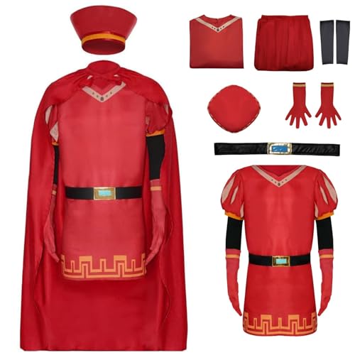 kejoyoucos Lord Farquaad Kostüm,6PCS Lustige König Kostüm mit Hut Halloween Karneval Fasching Cosplay Outfit für Herren (6PCS Adult, 2XL) von kejoyoucos