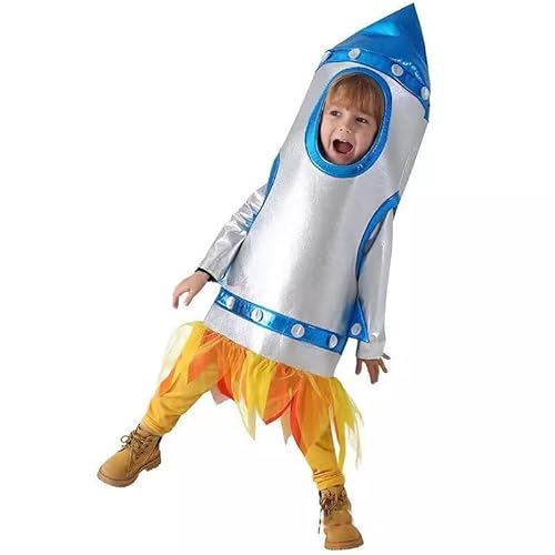 kejoyoucos Raketen Kostüm Astronaut Kostüm Weltraum Kostüm Space costume Kinder Karneval Fasching Halloween Party (Raketen Muschel, L) von kejoyoucos