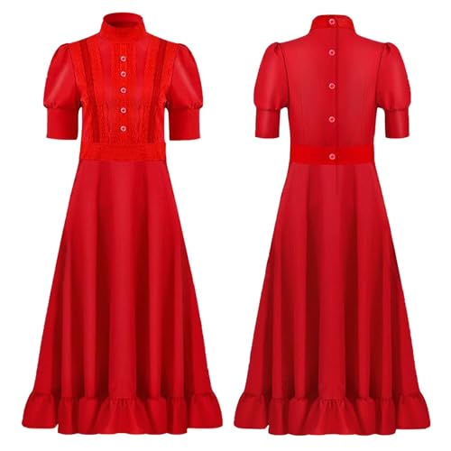 kejoyoucos Rotes Kleid Red Dress Perlen Kostüm Horrorfilm Frauen Renaissance Mittelalter Kleider Karneval Halloween Kiss Erwachsene Cosplay (Rot, 2XL) von kejoyoucos