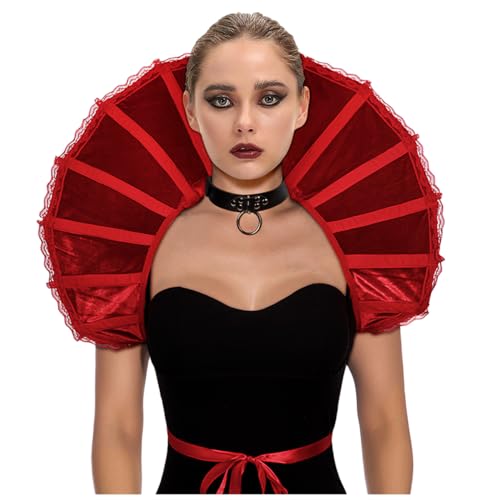 keland Damen Gothic Samt Kragen Viktorianischer Kragen Vampir Halloween Cosplay (Z-Rot) von keland