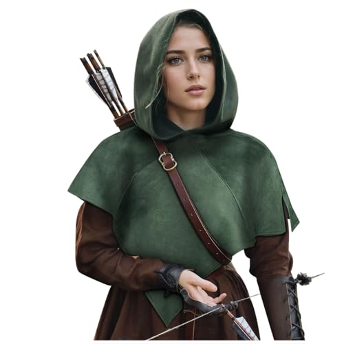 keland Halloween Mittelalter Gugel Kapuze Einzeln Cowl Hood Kapuzenumhang für Damen Herren (B-Armeegrün) von keland