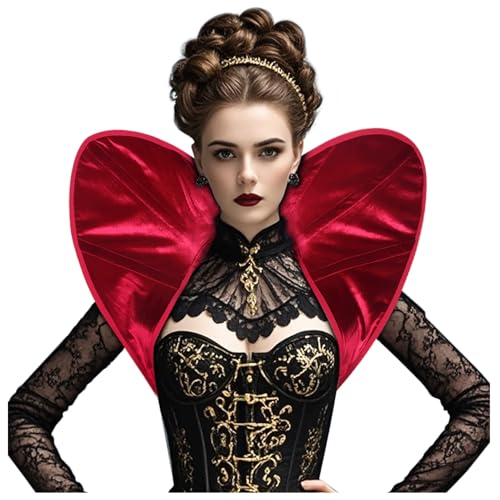 keland Herzkönigin Kragen Gothic Vampir Kragen Vampirkragen Herzkragen Queen of Hearts Costume (ZZ-Rot) von keland