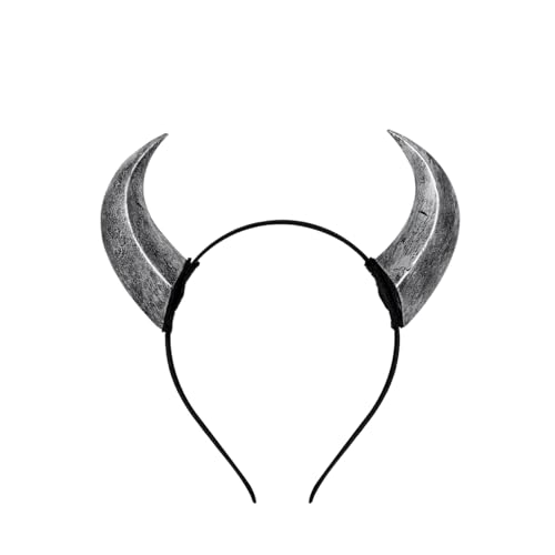 keland Maleficent Hörner Haarreif Tiefling Hörner Kopfschmuck Teufelshörner Halloween (G-Grau) von keland