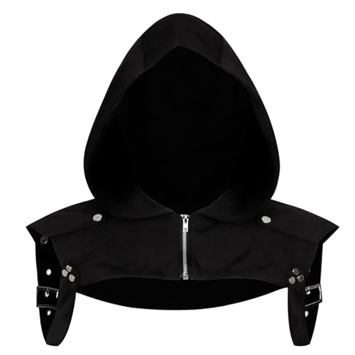 keland Mittelalter Kapuze Einzeln Gothic Gugel Halloween Umhang mit Kapuze für Damen Herren (Schwarz-C) von keland