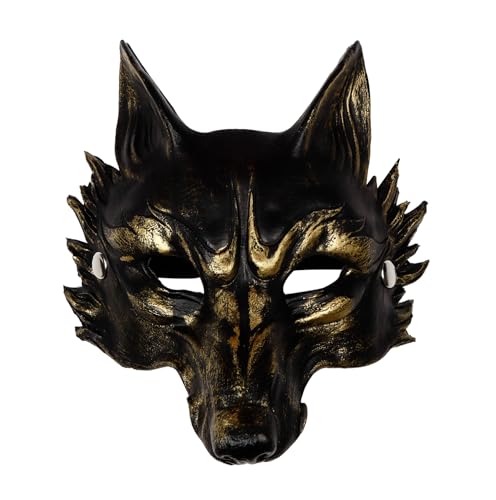 keland Werwolf Maske Wolf Maske Halloween Horror Wolfsmaske Tier maske (B-Gold) von keland