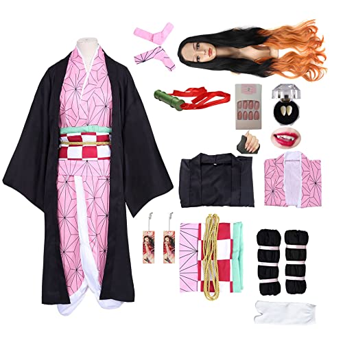 kelihood Cosplay: Kamado Nezuko Cosplay Kimono Rollenspiel Kostüm Halloween Outfits für Nezuko Cosplay Erwachsene Kostüme-Erwachsene_XLHalloween Kostüme-Erwachsene_XL von kelihood