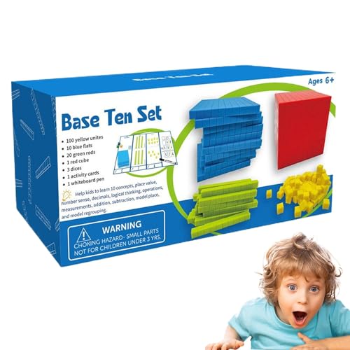 keloppasit Basis zehn Manipulative, Basis zehn Blöcke,Math Game Cubes Basis zehn Blöcke - Bildungsspielzeug, Zählen von Blöcken Vorschullern für den Kindergarten 1. 2. 3. Klasse von keloppasit