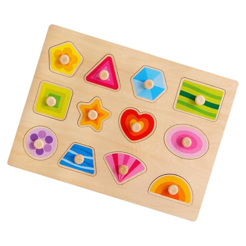 keloppasit Formpuzzles aus Holz, Spielzeug zum Erkennen von Farben und Formen | Sicheres Formpuzzle | Formsortierer aus Holz mit ergonomischem Design für Kinder und von keloppasit