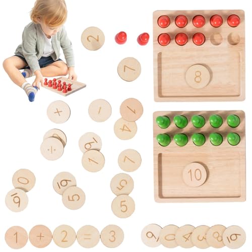 keloppasit Holzzählspielzeug, Zählung von Peg Board,Math Learning Board Game Counting Block Set - Pädagogische sensorische Mathematik -Lernboard zum Geburtstag, Ostern, Kindertag von keloppasit