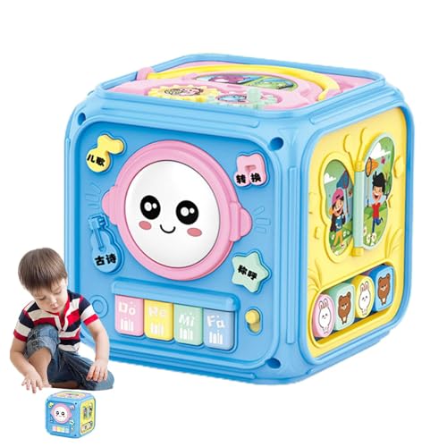 keloppasit Kids Activity Cube, Activity Cube für Kinder,Musikalische sensorische Würfelform Sorter - Sichere farbenfrohe interaktive frühe Lernspielzeug für Kinder Mädchen von keloppasit