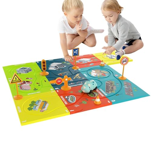 keloppasit Magnetische Puzzle-Rennstrecke, Puzzle-Rennwagen-Streckenset | Elektrisches Puzzle-Rennstrecken-Set,Straßen-Puzzlebahn für Kindergeburtstags-Andenken-Puzzlebahnen mit Fahrzeugen von keloppasit