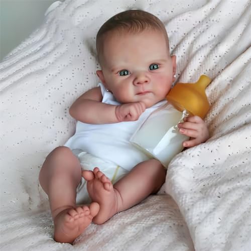 kgniess me Reborn Baby Mädchen Reborn Babypuppe 18 Zoll handgefertigte lebensechte Babypuppen Junge weicher Stoffkörper, wie EIN echtes Augen offenen Baby, wiedergeborener Junge von kgniess me