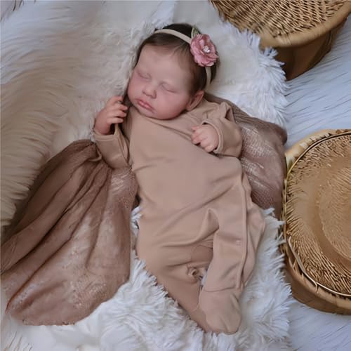 kgniess me Reborn Puppe Mädchen - 20-Zoll Handgefertigt Babypuppe Reborn Babys Weichen Vinyl Körper, Puppen Reborn Baby Sieht aus wie EIN echtes Baby geschlossene Augen Schlafendes Mädchen von kgniess me