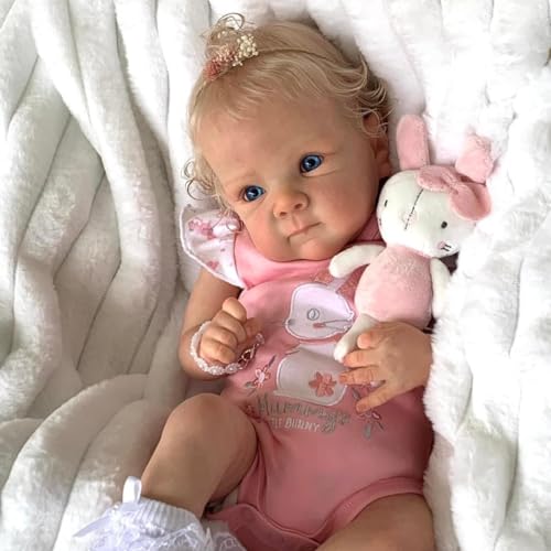 kgniess me Reborn Puppe Reborn Baby Mädchen Wie Echtes Baby 18 Zoll Weiches Stoffkörper Reborn Babypuppe Lebensechte Babypuppen Augen offenen Kinder Geschenkset von kgniess me