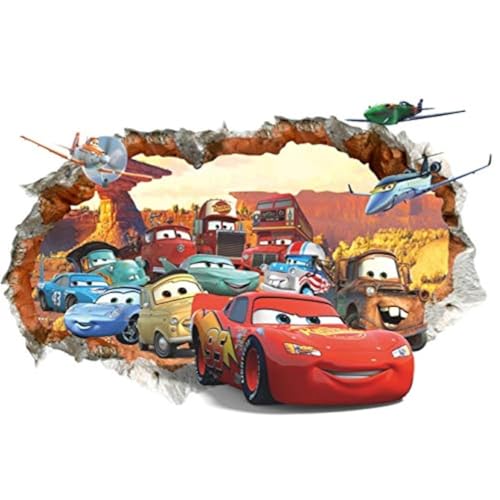 Kibi Wandaufkleber Cars, Wandsticker Cars Disney Cartoon, Gebrochene Wand Wandtattoo Cars Kinderzimmer, Wohnzimmer, Schlafzimmer, Dekoration, Abnehmbare Aufkleber Wall stickers von Kibi Store