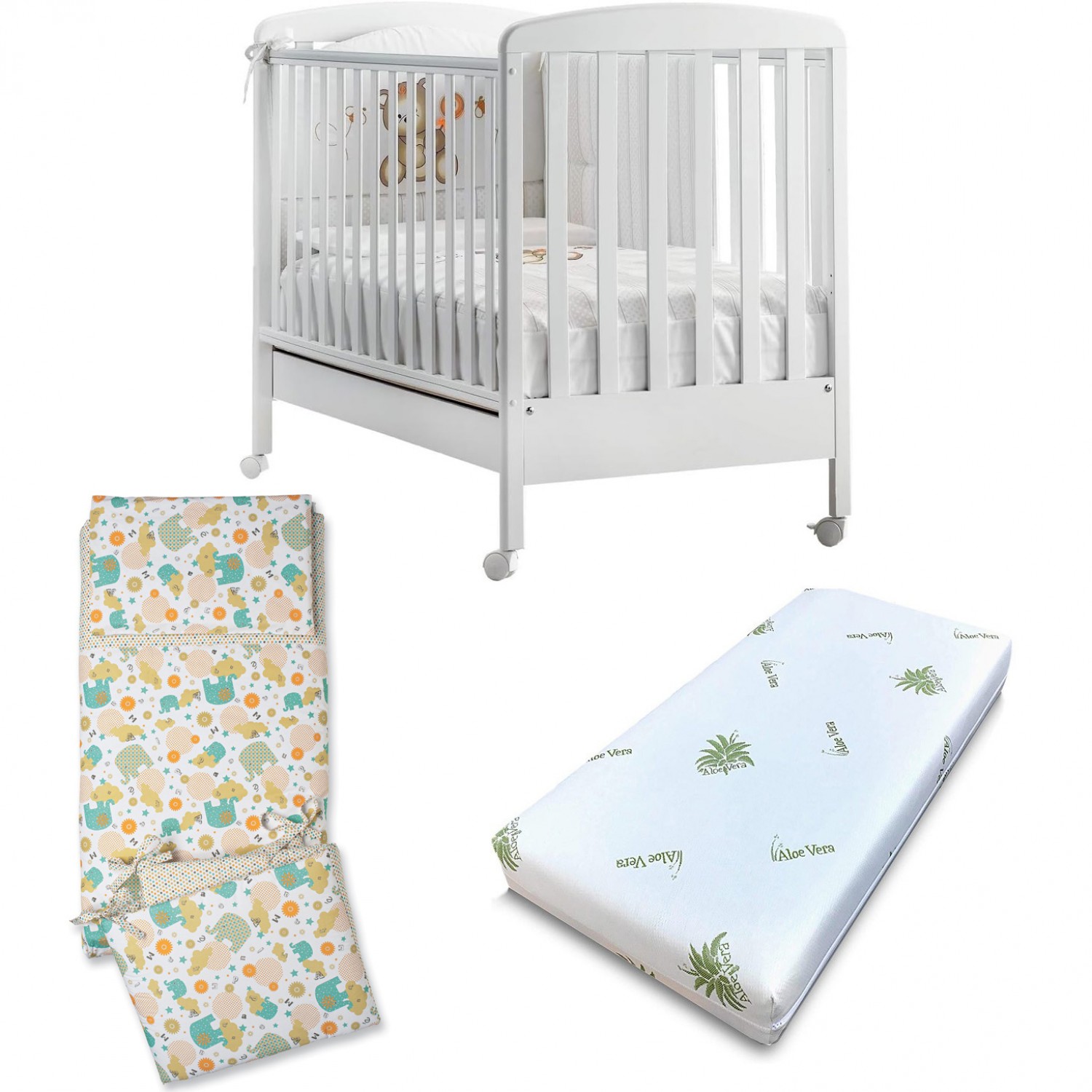 Kit Lettino Kiby Armonia Bianco + Completo Piumone Foppapedretti + Materasso Kiby von kiby