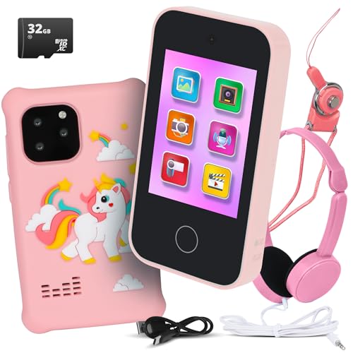 kidilulu Kinder-Telefonspielzeug | Touchscreen Kinder Telefon Spielzeug mit Spielen, MP3-Player & 32GB SD-Karte | Gefälschte Telefone für Kinder von 3 bis 8 Jahren | Geburtstagsgeschenk für Mädchen | von kidilulu