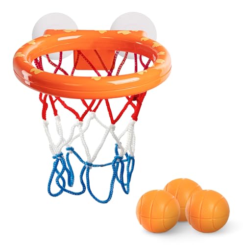 KIDOOLA Baby Badewanne Basketball Hoop Spielzeug - Interaktives Badewannen-Basketball-Set mit 3 Bällen mit starken Saugnäpfen - Lustiges Kleinkindspielzeug für Jungen & Mädchen von kidoola