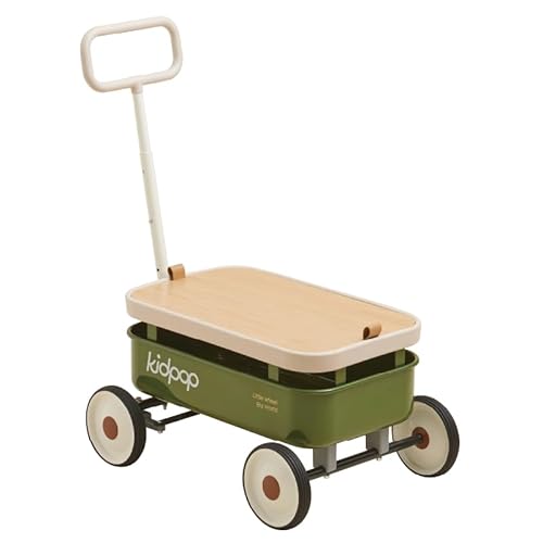 Kidpop PULA-Wild 3-in-1 Spielzeugwagen für Kleinkinder 1–4, Kinder fahren auf Spielzeug mit abnehmbarer Holzabdeckung und verstellbarem Lenker, ein Jahr Geburtstagsgeschenke drinnen und draußen, von kidpop