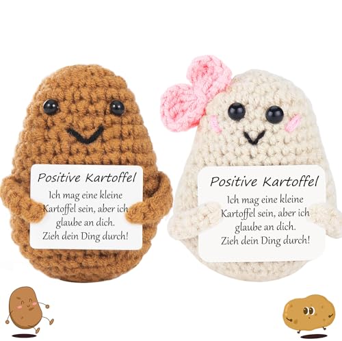 2pcs Positive Kartoffel GlüCksbringer,Geschenke FüR Frauen MäNner,Geschenk FüR Freundin,Pocket Hug,Positive Geschenke,Lustige Geschenke ,Zimmer BüRo Dekorationen, Niedliche Puppen (Braun+Rosa) von kiimiipa